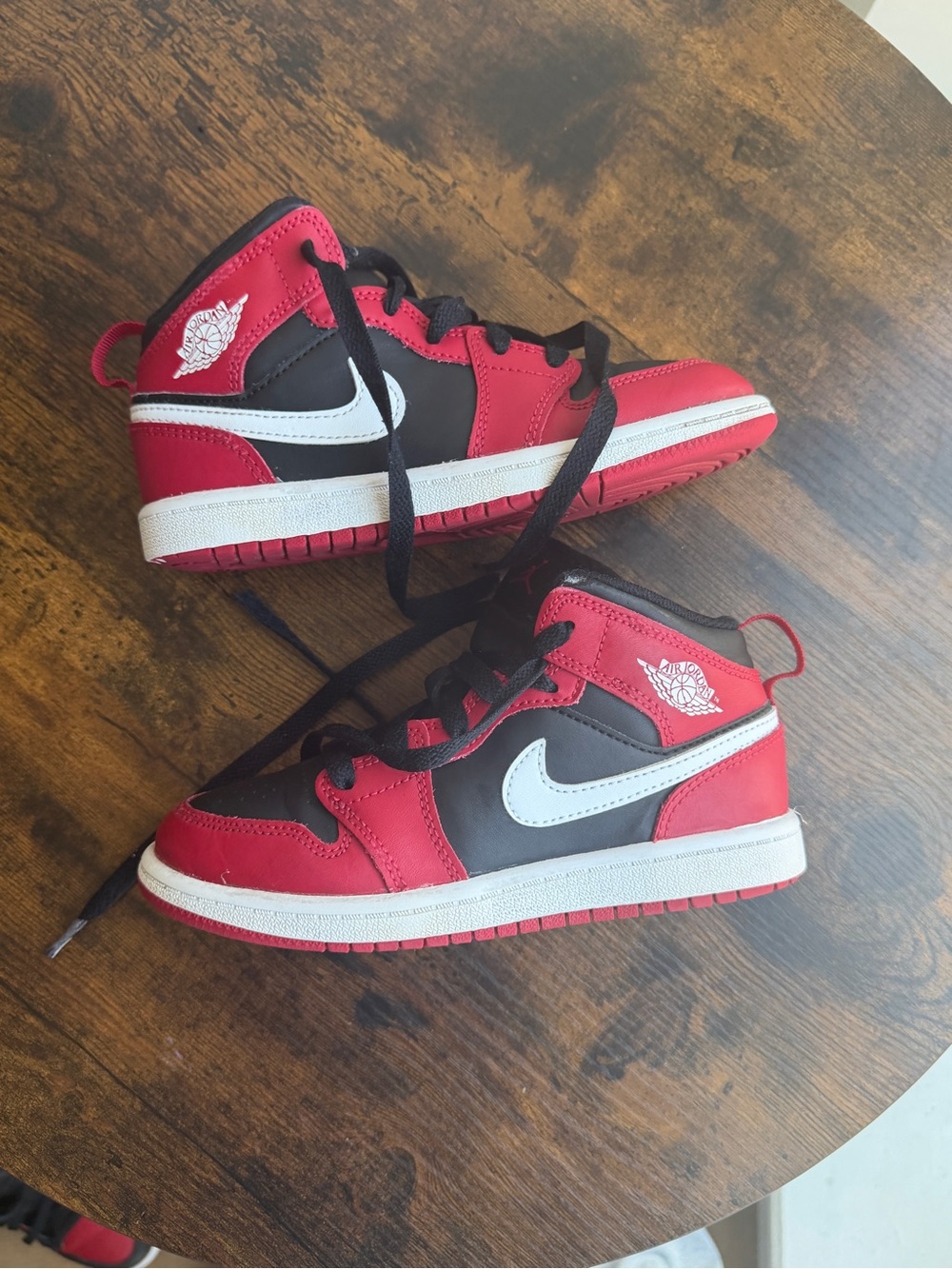 Air Jordan 1 Mid ALT TD Black Gym Red Toddler Sneakers Size 13C